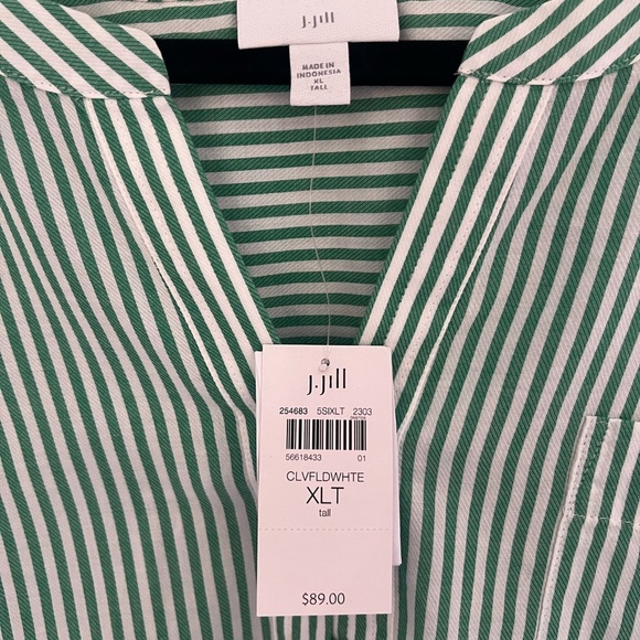 NWT J Jill blouse, Green and White stripe, Long Sleeve, XLT - Picture 2 of 4
